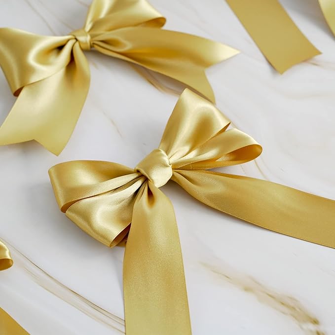 MEEDEE Gold Satin Ribbon 1-1/2 Inch Gold Ribbon Lux Double Faced Satin Ribbons by 50 Yards Polyester Satin Ribbons for Crafts, DIY Crafts, Wedding, Flower Bouquet, Holiday Decorating