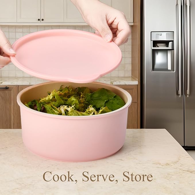 CAROTE Pots and Pans Set, Nonstick Cookware Set Detachable Handle, 19pcs Induction Kitchen Cookware Sets Non Stick with Removable Handle, RV Cookware Set, Oven Safe, Pink