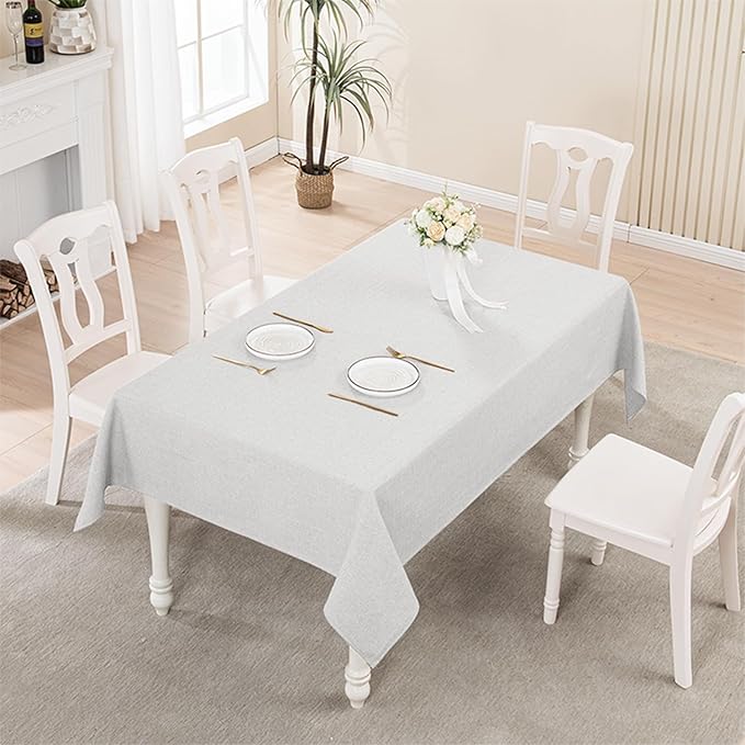 BALCONY & FALCON Rectangle Tablecloth Washable Wrinkle Resistant and Water Proof Table Cloth Decorative Linen Fabric Tablecloths for Dining Parties Kitchen Wedding and Outdoor Use (Owl Gray, 55x95)
