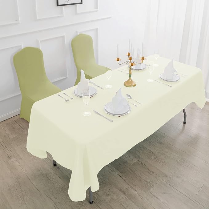 6 Pack Round Tablecloth 90 Inches Ivory Table Cloth Stain and Wrinkle Resistant Washable Polyester Fabric Table Cover for Party, Wedding and Banquet Decoration