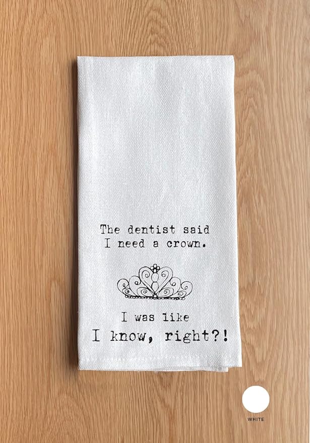 Funny Kitchen Towel for Drying Dishes and Hands - 20"x25" Soft Tea Towel (I Need A Crown)