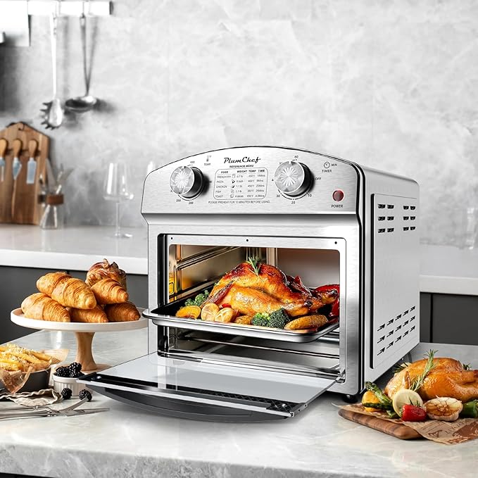 Air Fryer,13QT,360° Hot Air Circulation for Healthy Oil-Free Cooking，Multifunctional Convection Toaster Oven Air Fryer Combo, Time Control Contertop Oven & Stainless Steel Adjustable Temp