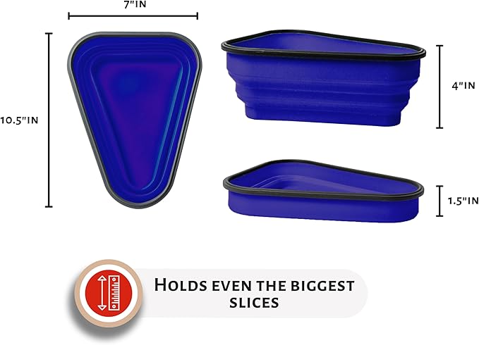 PIZZA PACK The Perfect Reusable Pizza Storage Container with 5 Microwavable Serving Trays - BPA-Free Adjustable Pizza Slice Container to Organize & Save Space, 2 Pack, Blue