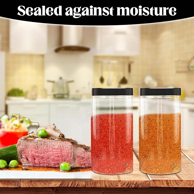 8 Pack 34oz Plastic Jars with Lids - Clear Wide Mouth Food Storage Containers for Pantry Organization, Airtight PET Canisters for Dry Goods, Spices, Slime, & Crafts - BPA Free, Leak Proof
