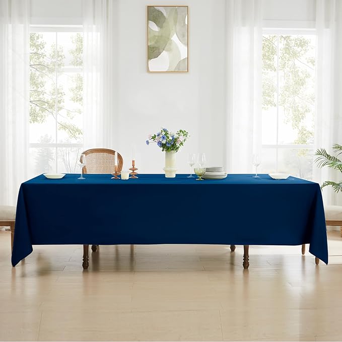 Rectangle Tablecloths 90x132 Inch 2 Pack Navy Blue Tablecloth for 6ft Washable Decorative Linen Polyester Table Cloths for 8ft Dining Table Banquets Buffet Parties and Wedding