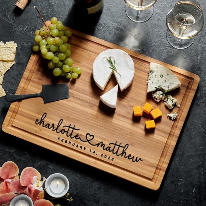 Personalized Wood Engraved Cutting Board - Valentines Day Gifts for Her - Unique Present for Wedding, Anniversary, Housewarming, Birthday, Holiday, or Romantic Gift Idea for Friends, Family, Mom, Dad