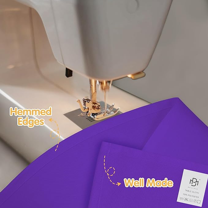 BRILLMAX 8 Pack Purple Tablecloths 60 x 126 Inch for 8ft Rectangle Tables - 150 GSM Polyester Fabric, 15" Standard Drop, Water, Stain & Wrinkle Resistant Cloth Cover for Wedding Dining Buffet
