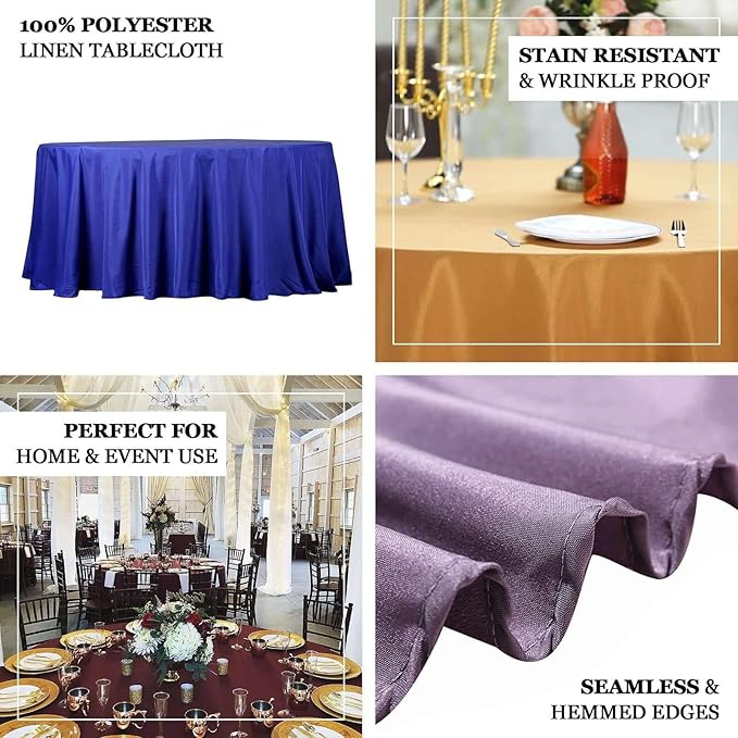 Efavormart Round Tablecloth, 132 Inch Stain & Wrinkle Resistant Washable Table Cloth, Decorative Polyester Fabric Table Cover for Banquet, Wedding, Dining- Amethyst
