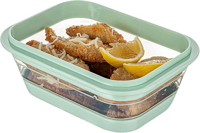 Restaurantware-Fresh Hero 27.2 Ounce Storage Containers, 25 Durable Airtight Food Containers - Microwavable, Freezable, Green Plastic Collapsible Container, Dishwashable, With Vented Lids