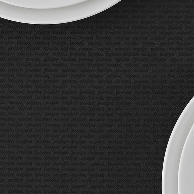 maxmill Square Jacquard Tablecloth Waterproof Spillproof Wrinkle Resistant Soft Weaved Design Table Cloth for Dinner and Party Washable Fabric Cover, Indoor and Outdoor Use, 60 x 60 Inch, Black