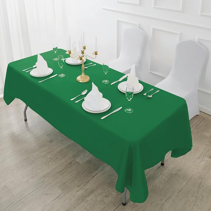 Fokitut 2 Pack Waterproof Rectangle Tablecloth, 60x120 Inch, Stain Resistant and Wrinkle Polyester Table Cloth, Fabric Table Cover for Kitchen Dining, Wedding, Party, Holiday Dinner-Emerald
