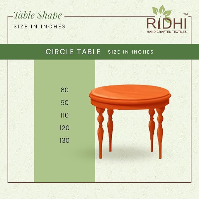Ridhi Block Print Round Evergreen Reusable Tablecloth 100% Cotton 110" Inch Decorative Table Cover eveyday Dining, Home, Party, Wedding, Farmhouse Gift for Spring, Easter, Valentine