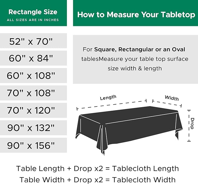 Biscaynebay Textured Fabric Christmas Tablecloths 70x108 Inches Rectangular, Hunter Green Water Resistant Tablecloths for Dining, Kitchen, Wedding & Parties etc. Machine Washable