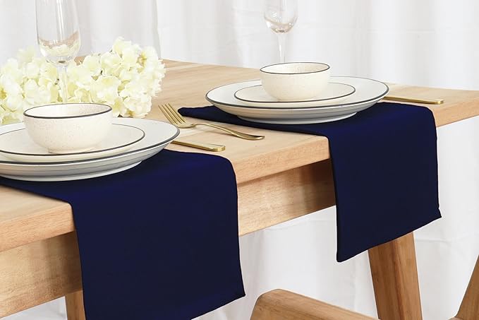PurpleEssences Set of 12 Cloth Dinner Napkins 100% Cotton 18x18 Inch - Soft Durable Washable - Ideal for Farmhouse Party Christmas Holiday Winter - Perfect Everyday Use Table Linen - Navy Blue