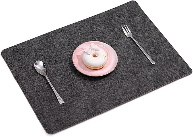 Anti Crease PU Leather Placemat Waterproof Heat- Wipeable Dining Table Mats for Home Kitchen(Rectangle I)