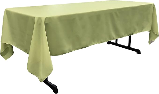 LA Linen Polyester Poplin Washable Rectangular Tablecloth, Stain and Wrinkle Resistant Table Cover 60x126, Fabric Table Cloth for Dinning, Kitchen, Party, Holiday 60 by 126-Inch, Sage