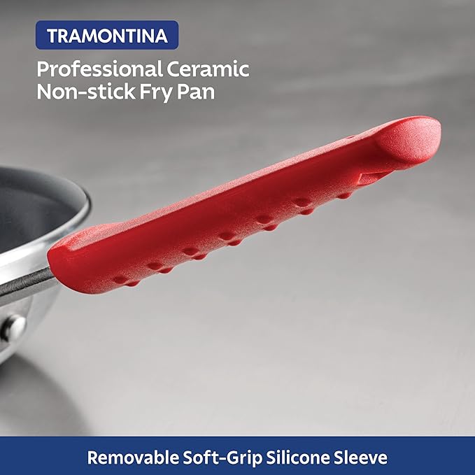 Tramontina Professional 8-Inch Ceramic Non Stick Small Frying Pan, Heavy-Gauge Aluminum Skillet with Ceramic Nonstick Coating, Dishwasher and Oven Safe, Gray