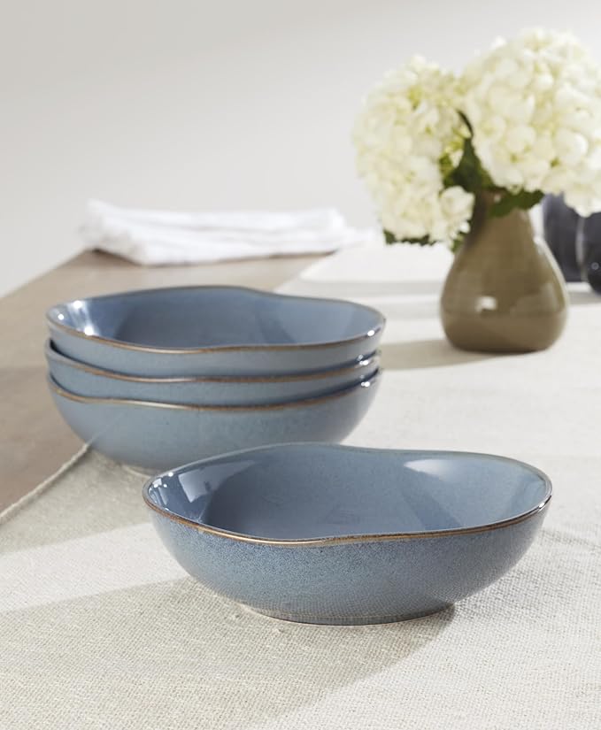 Oneida 899209 Organic Shades Blue Pasta Bowls, Set Of 4, Service For 4
