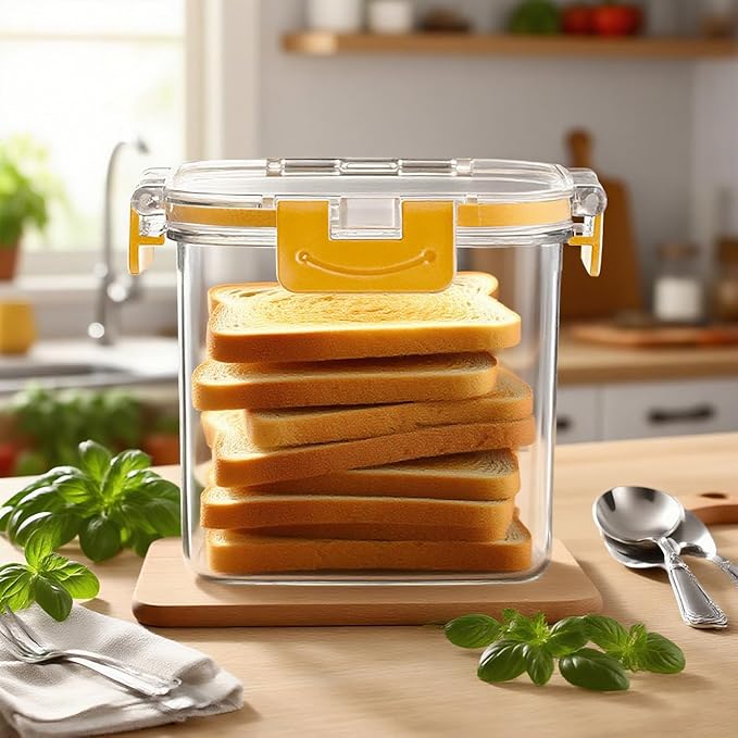 Small Bread Box for Kitchen Airtight Bread Storage Box Container with Lid Perfect for Homemade Bread and Baked Bread