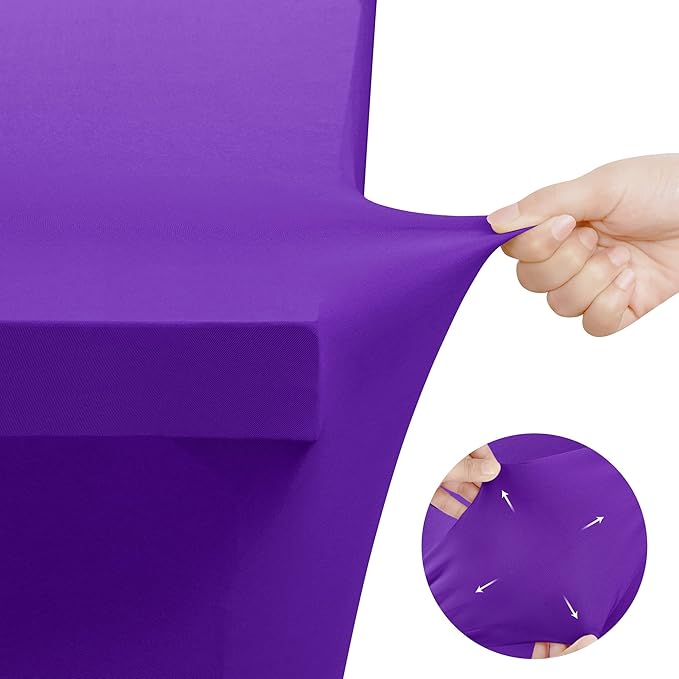 Utopia Kitchen Spandex Tablecloth 2 Pack [4FT, Purple] Tight, Fitted, Washable and Wrinkle Resistant Stretch Table Cloth Rectangle Cover for Trade Show, Weddings & Parties [48Lx30Wx30H Inch]