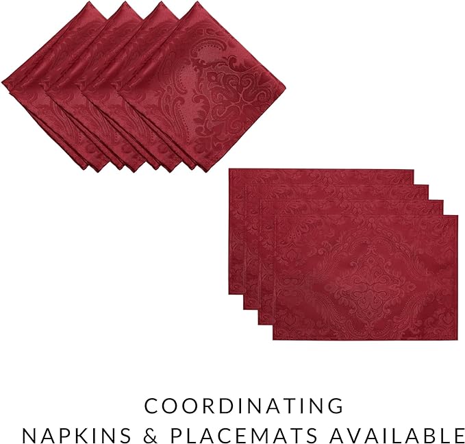 Elrene Home Fashions Caiden Elegance Damask Waterproof, Stain & Wrinkle Resistant Fabric Tablecloth, 52" x 70" Oblong/Rectangle, Red
