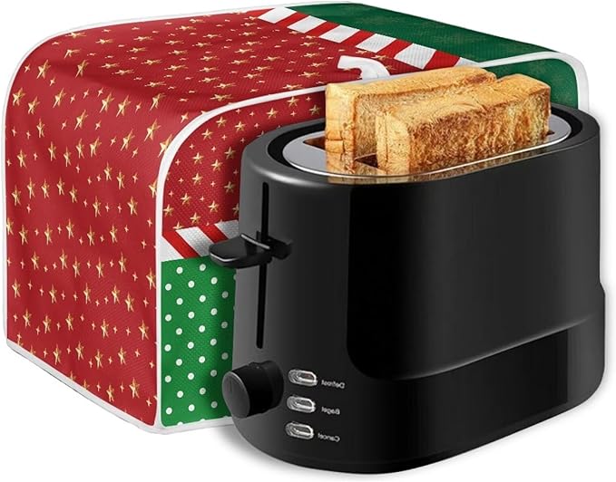 Doojoayie 2Slice Toaster Cover Dust Resistant Cover for Kitchen Small Appliance Christmas Theme Bread Machine Protector Decorative Accessories for Xmas Home Kitchen Decor