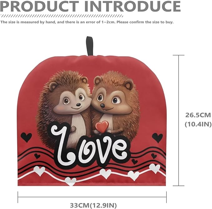 Hedgehog Love Tea Cozy for Teapot Tea Valentine's Decor Insulated Cosy for Kitchen Accessory Red Romantic Tea Pot Cozy for Keeping Warm Love Teapot Dust Protector