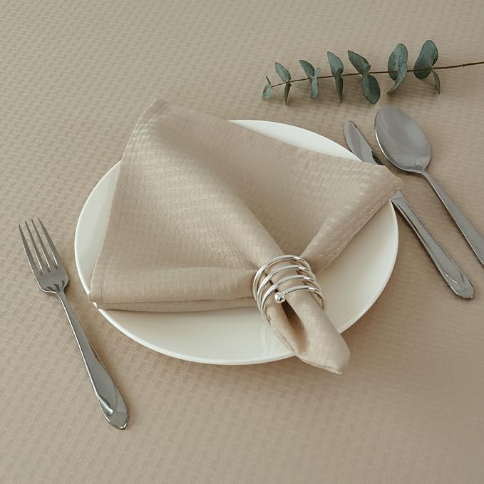 maxmill Cloth Napkins 20 x 20 Inch Weaved Texture Pattern Soft Comfortable and Luxury Serviette for Restaurant Family Dinners Weddings Parties and Banquets Set of 4 Pieces, Natural