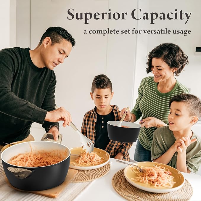 Pots and Pans Set, 24-Piece Non Stick Ceramic Cookware Set with 3 Stockpots-Healthy & Non-Toxic for Family Cooking, PFAS/PTFE/PFOA-Free, Lightweight & Easy to Handle, Induction Compatible