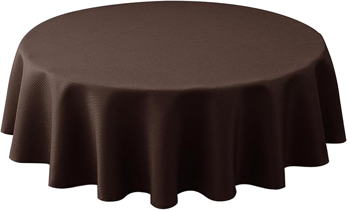 Biscaynebay Textured Fabric Round Tablecloths 70", Brown Water Resistant Table Cloth Circle Folding Table Covers for Dining, Kitchen, Wedding, Parties etc. Machine Washable
