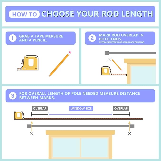 Curtain Rods for Windows 16 to 200 Inches Adjustable Length 1 Inch Diameter Window Curtain Rod with Aluminium Finials, Black