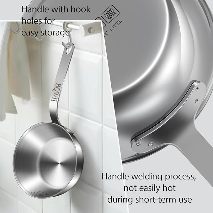 18/10 Stainless Steel Butter Warmer, 13.5 fl oz (400ml), Ideal for Heating Milk, Butter, Sauces, Baby Food, Coffee, Chocolate, Egg Pan, Compatible with Induction & Gas Stovetops