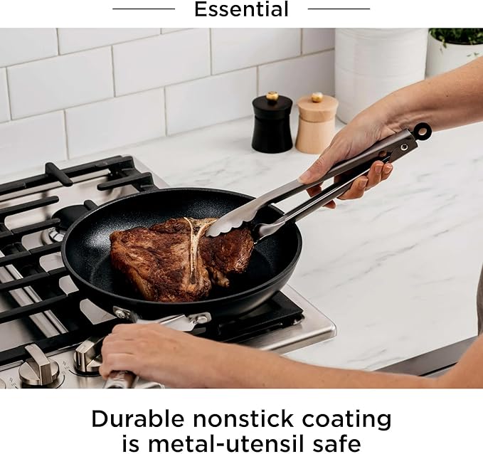 Ninja NeverStick Essential 10-Piece Cookware Set, C19010 – Durable Nonstick Pots & Pans, Hard-Anodized, Oven Safe to 500°F, Even Heat Distribution, Metal-Utensil Safe, Dishwasher Safe