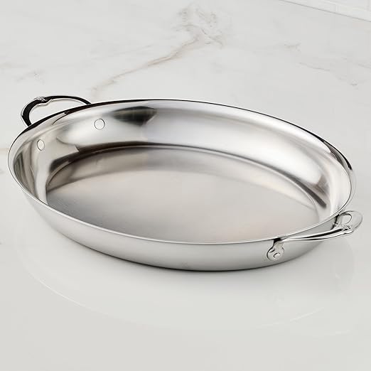 Hestan Provisions - Clad Oval Roaster, Stainless Steel, 17.5 x 14 inch