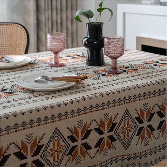 Rectangular Tablecloth Jacquard Tablecloth Oil Painting Thick Tablecloth Blue Flowers Suitable for Restaurant Camping(140 * 200cm)