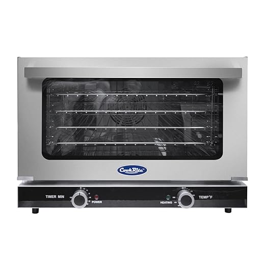 Atosa CookRite CTCO-50 Countertop Electric Convection Oven for Hotel Diner Baking | 16 1/2"H x 23"W x 23 3/10"D | Stainless Steel, Manual Control, 120V, 1550W | (Includes: Water Line Connection Kit)