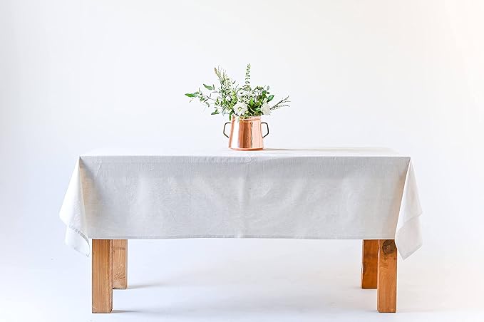 60x90 in Cotton Tablecloth – Large Rectangular Dining Table Cover for Kitchen, Weddings, Parties, Indoor or Outdoor Picnic and Everyday Décor – Neutral (White)