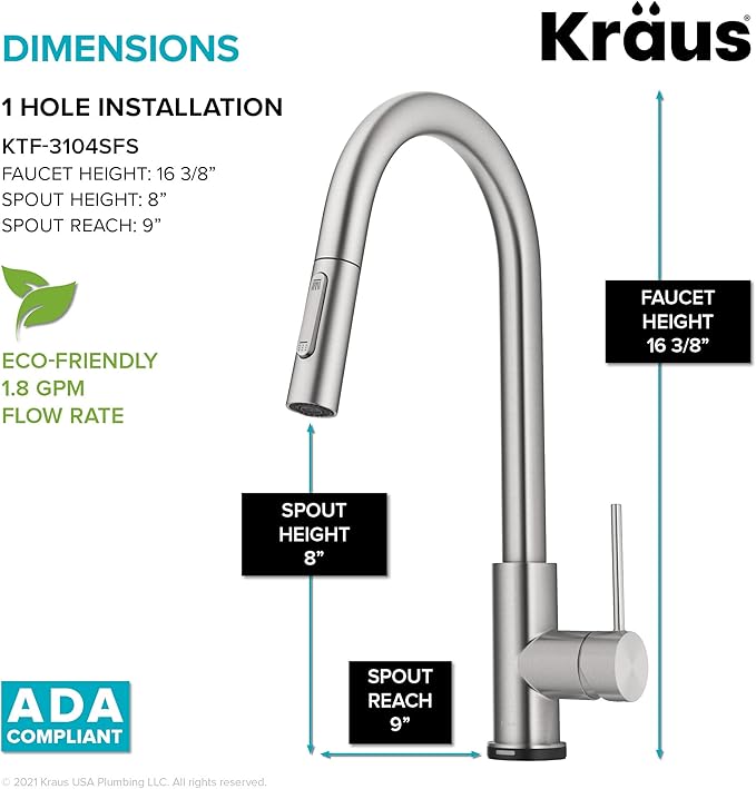 KRAUS Oletto Contemporary Single-Handle Touch Kitchen Sink Faucet with Pull Down Sprayer in Spot Free Stainless Steel, KTF-3104SFS