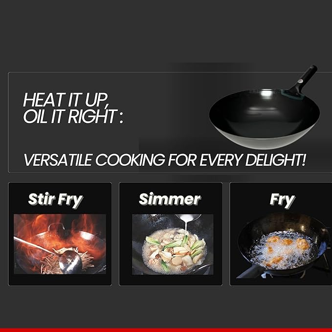 Kanda Iron Beijing Wok - Lightweight and Durable - Perfect for Authentic Japanese Cooking - 15.3 inch 39cm