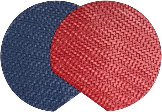 Double-Sided Color PU Faux Leather Placemats for Dining Table Set of 1/4/6 Waterproof Place Mats for Party BBQ Holiday(Grid Blue red,38x34cm 1pcs)