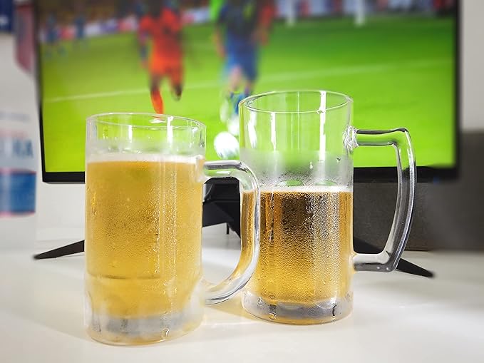 2 Pack Heavy Beer Mugs, Large Beer Glasses with Handle, 20 Ounce Glass Steins, Classic Beer Mug glasses Set