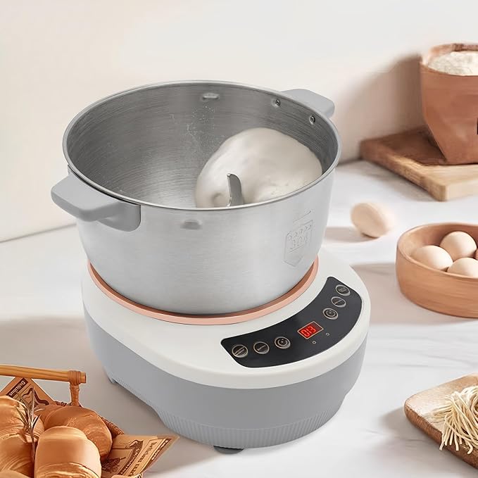 5L Electric Dogh Mker, 304 Stainless Commecial Home Dogh Kneading Machine with Ferment Function for Pizza,Bread, Toast, Noodlle, and Dumplings (Silver)