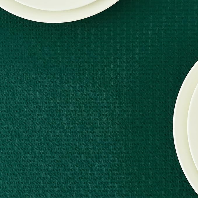 maxmill Christmas Tablecloth Weaved Texture Design Stain Resistant Waterproof Wrinkle Resistant Table Cloth, Decoration for Dining Room Holiday Parties Dinner, Rectangle 60 x 120 Inch, Hunter Green