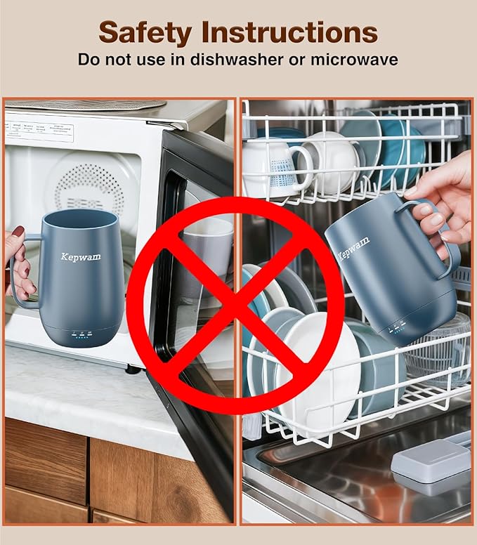 Kepwam Heated Coffee Mug T2-Plus, 20oz Leading Large Capacity Self Heating Mug, Up to 8 Hrs Battery & Hot Up to 149℉, Smart Coffee Mug for Women, Men