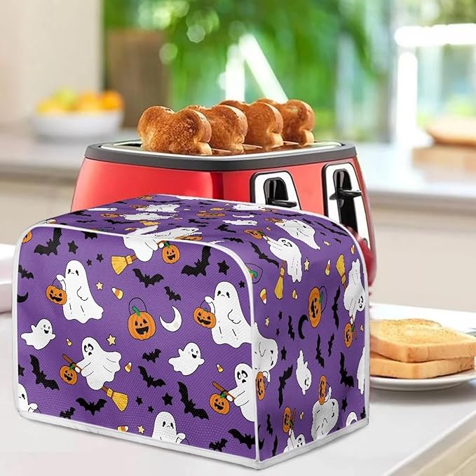 Doojoayie 4 Slice Toaster Cover Cute Ghost Small Appliance Cover Dustproof Toaster Halloween Decor Machine Protection for Most Standard Toasters