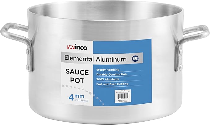 Winware Professional 34 Quart Aluminum Sauce Pot