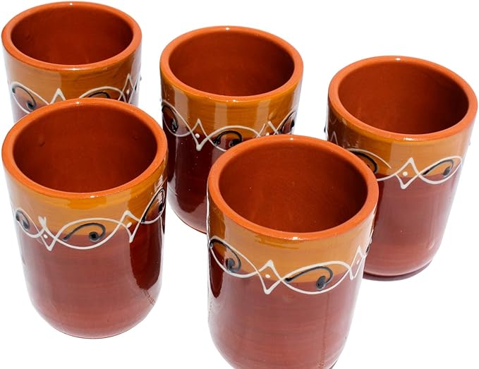 Cactus Canyon Ceramics Spanish Terracotta 5-Piece Cup Set, Spanish Sunset