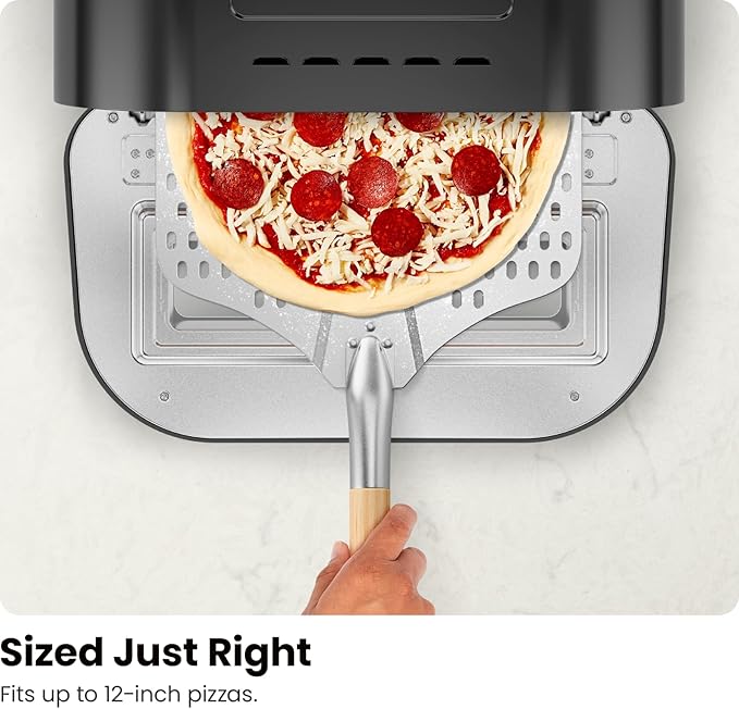 CHEFMAN Indoor Pizza Oven - Makes 12 Inch Pizzas in Minutes, Heats up to 800°F - Countertop Electric Pizza Maker with 5 Touchscreen Presets, Pizza Stone and Peel Included - Stainless Black