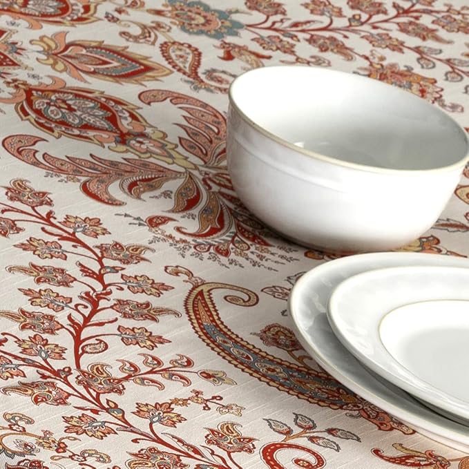 Maison d' Hermine Table Cloth Rectangle Table 100% Cotton 70 x 120 Inches Fall Tablecloth Reusable Everyday Use for Thanksgiving Christmas Decorations Dining Farmhouse Party (Cachemire)