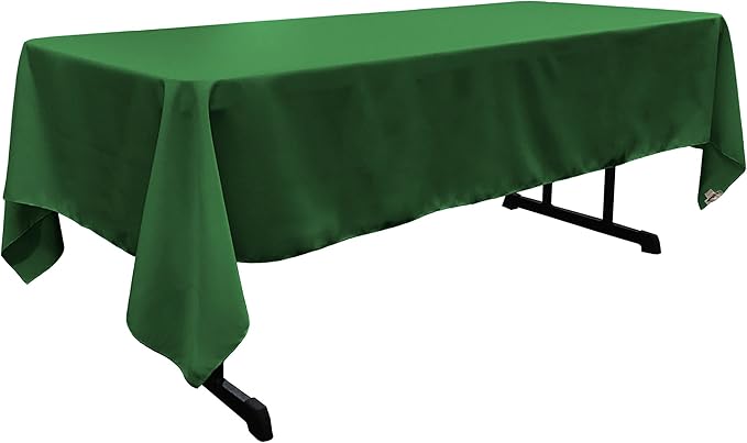 LA Linen Polyester Poplin Washable Rectangular Tablecloth, Stain and Wrinkle Resistant Table Cover Fabric Table Cloth for Dinning, Kitchen, Party, Holiday 60 by 102-Inch, Emerald Green 60 in x 102 in